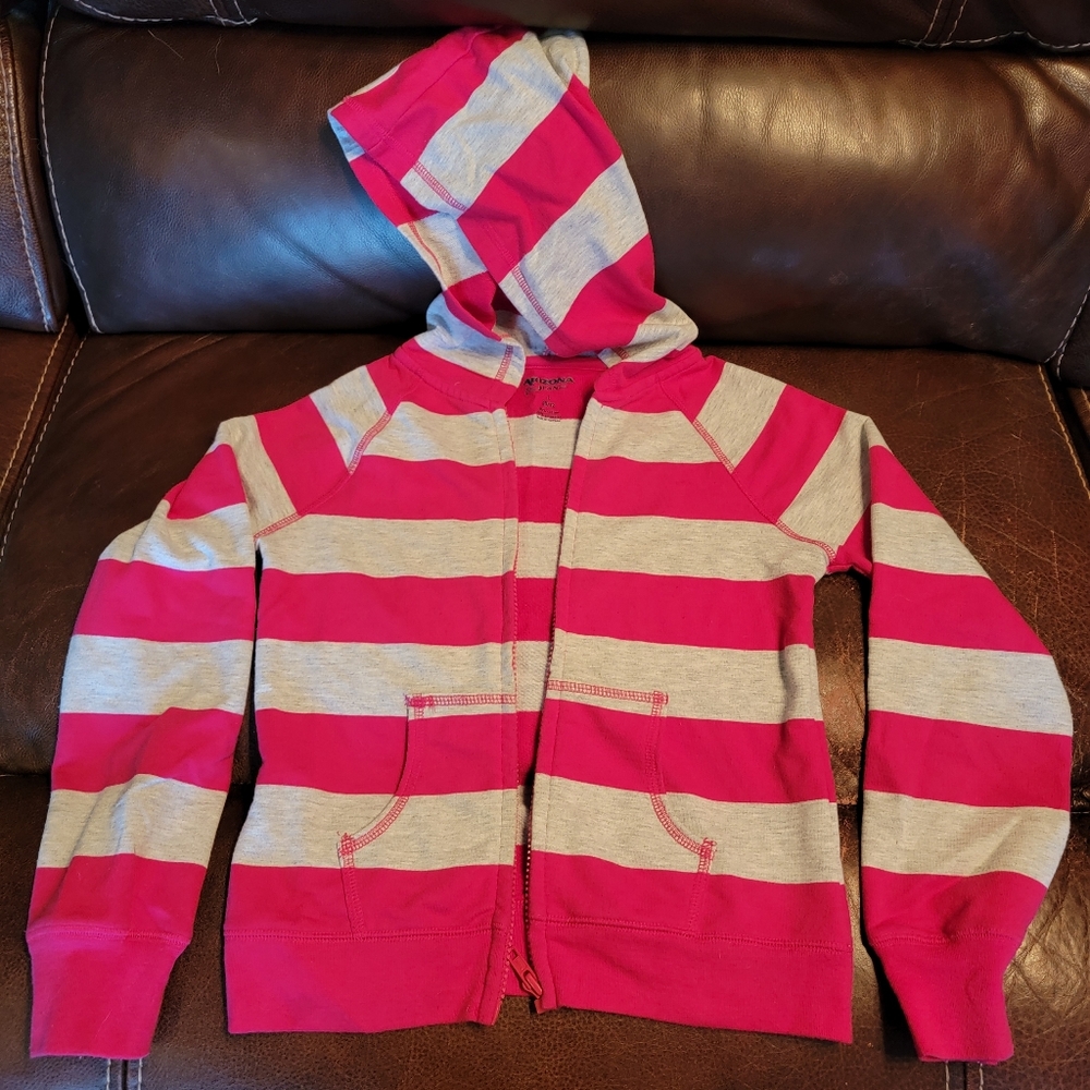 Girls so L 10/12 Pink/Grey zip up hoodie